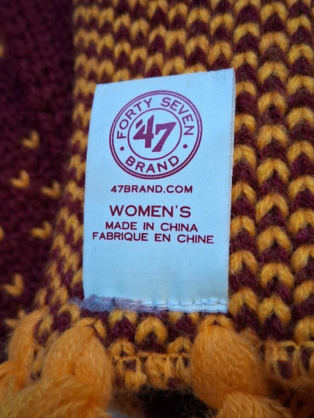 Minnesota Golden Gophers Knit Fan Scarf Fringe Maroon Gold NCAA Logo 47 Brand